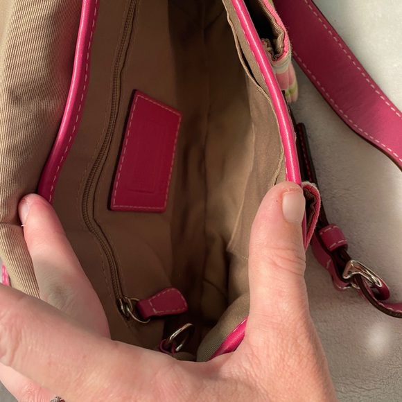 Coach Pink striped Coach Purse - Picture 6 of 7